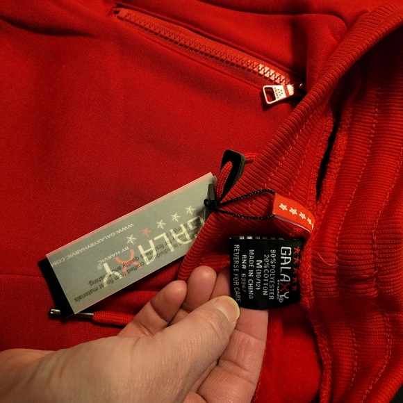 NWT Galaxy Red jogging pants with zipper pockets boys size 10-12 (M) - Picture 3 of 6